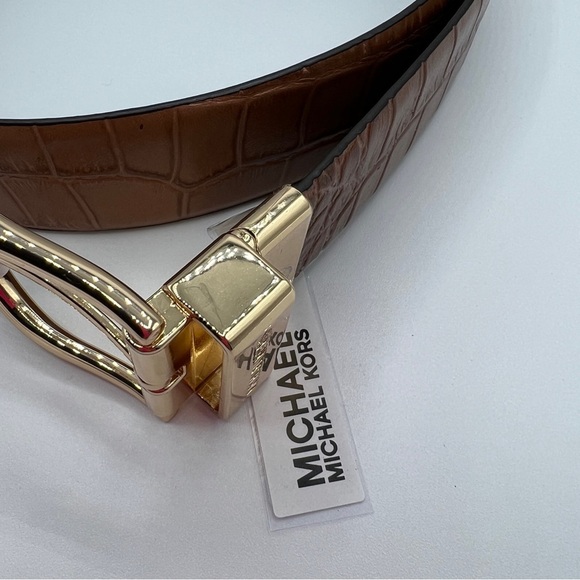 Michael Kors Reversible Crocodile Embossed Leather Belt in Brown Size Large NWT main image 5